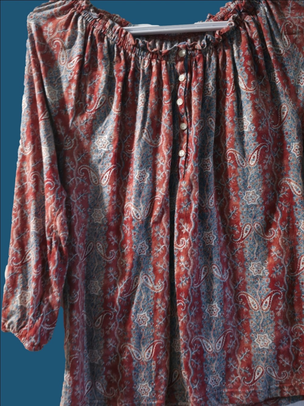 4/$25 Deal! Boho Red Paisley Peasant Blouse